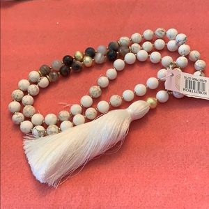 Long tasseled beaded necklace